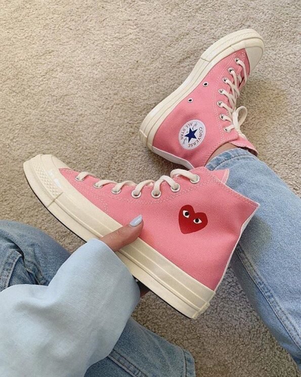 CHUCK TAYLOR ALL-STAR 70S HI COMME DES GARÇONS PLAY BRIGHT PINK‏